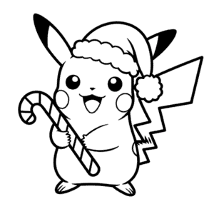 Kleurplaat Kerst Pikachu