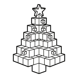 Kleurplaat Kerstboom Minecraft