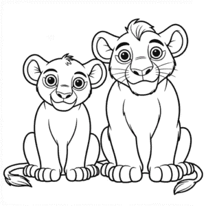 Kleurplaat Kiara en Kovu De Leeuwenkoning