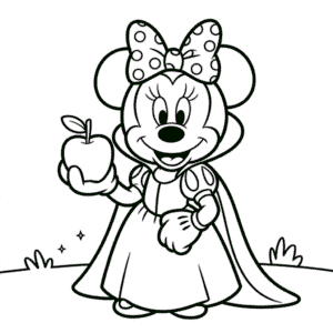 Kleurplaat Minnie Mouse Verkleed als Sneeuwwitje