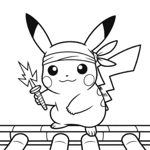 Kleurplaat Ninja Pikachu