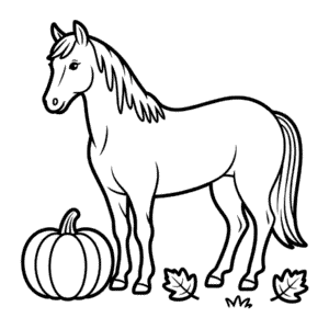 Kleurplaat Paard in Herfst