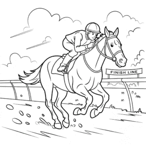 Kleurplaat Paard Rent in Race