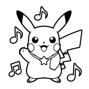 Kleurplaat Pikachu Popster