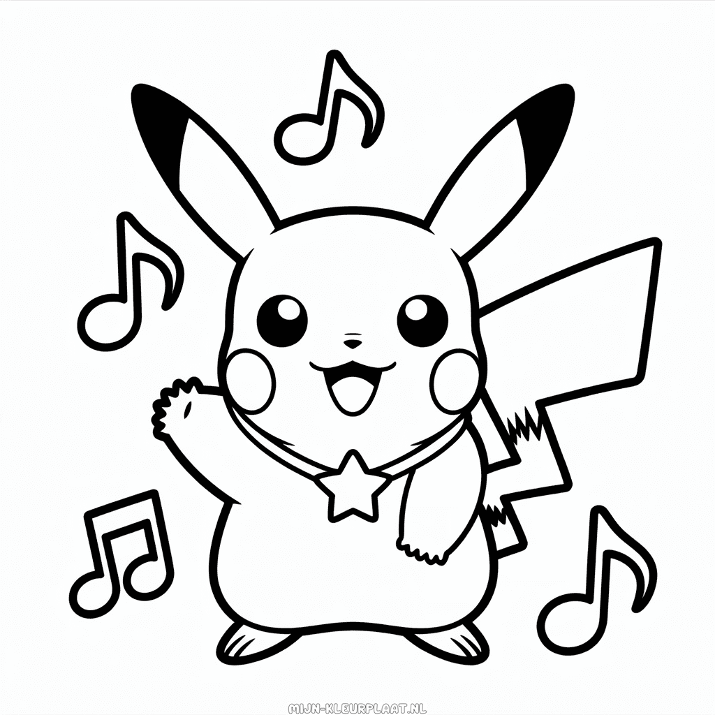 Kleurplaat Pikachu Popster