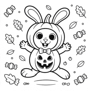 Kleurplaat Schattig Halloween Dier