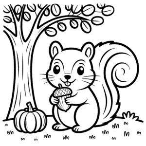 Kleurplaat Schattig Herfstdier