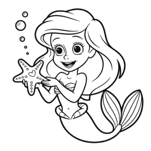 Kleurplaat Schattige Ariel
