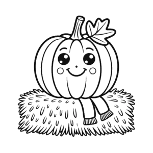Kleurplaat Schattige Herfst Pompoen