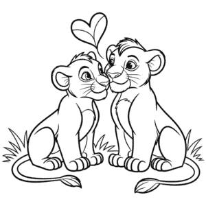 Kleurplaat Simba en Nala