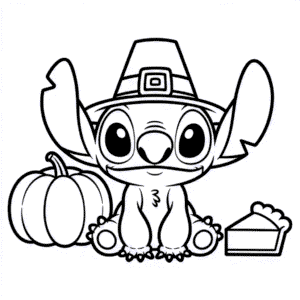 Kleurplaat Stitch Thanksgiving