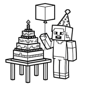 Kleurplaat Verjaardag Minecraft