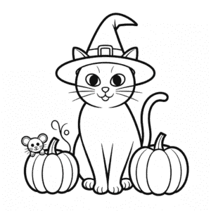 Kleurplaat Volwassen Halloween Kat