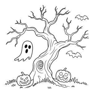 Kleurplaat Angstaanjagende Volwassen Halloween