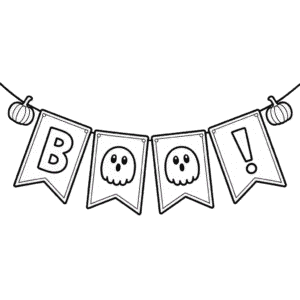 Kleurplaat Banner Halloween