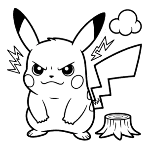 Kleurplaat Boze Pikachu