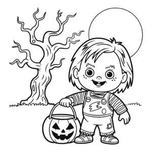 Kleurplaat Chucky Halloween