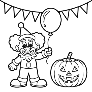 Kleurplaat Clown Halloween