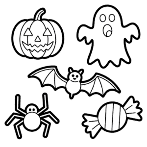 Kleurplaat Collage Halloween