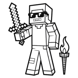 Kleurplaat Cool Minecraft