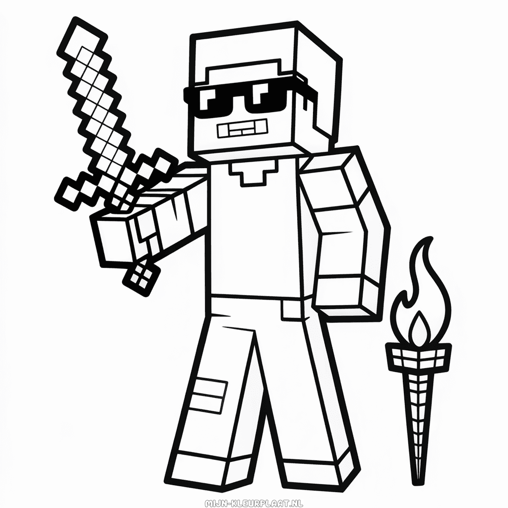 Kleurplaat Cool Minecraft