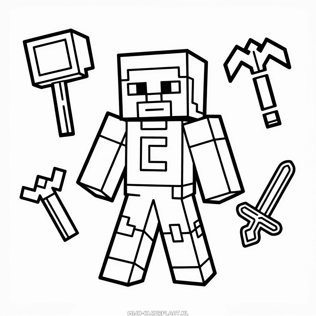 Kleurplaat Craftee Minecraft