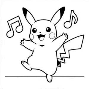 Kleurplaat Dansende Pikachu
