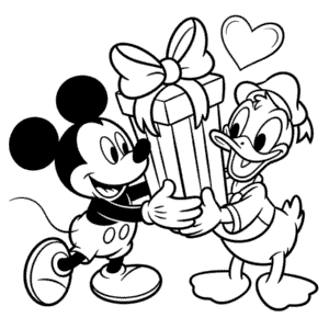 Kleurplaat Donald en Mickey