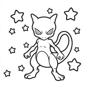 Kleurplaat Duistere Mewtwo