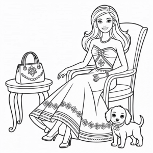 Kleurplaat Elegante Barbie