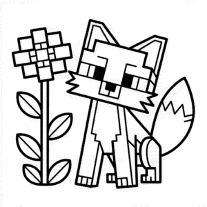 Kleurplaat Fox Minecraft