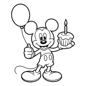 Kleurplaat Gelukkige Verjaardag Mickey Mouse