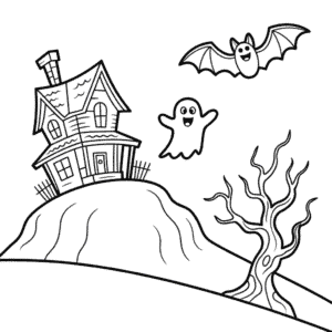 Kleurplaat Griezelige Halloween