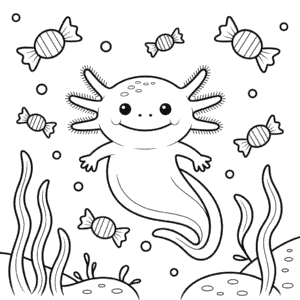 Kleurplaat Halloween Axolotl