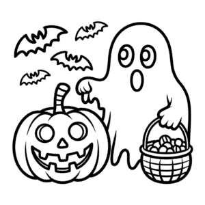 Kleurplaat Halloween Cartoon