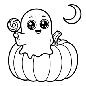 Kleurplaat Halloween Chibi