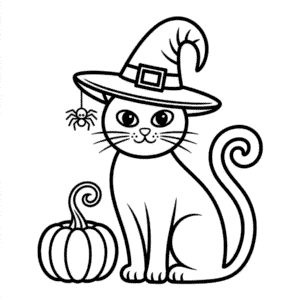 Kleurplaat Halloween Kat