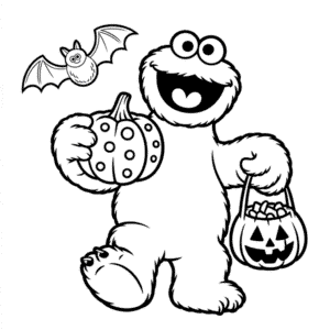 Kleurplaat Halloween Koekiemonster