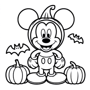 Kleurplaat Halloween Mickey