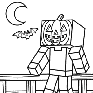 Kleurplaat Halloween Minecraft