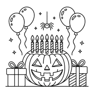 Kleurplaat Halloween Verjaardag