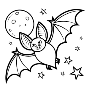 Kleurplaat Halloween Vleermuis