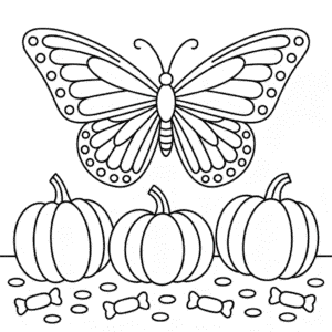 Kleurplaat Halloween Vlinder