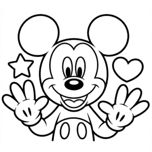 Kleurplaat Handen van Mickey Mouse