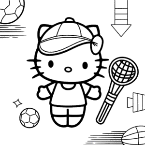 Kleurplaat Hello Kitty en Sporten