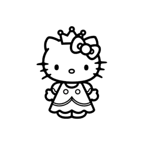 Kleurplaat Hello Kitty in Jurk