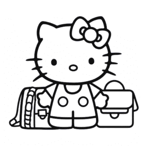 Kleurplaat Hello Kitty Klaar voor School