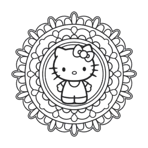 Kleurplaat Hello Kitty Mandala