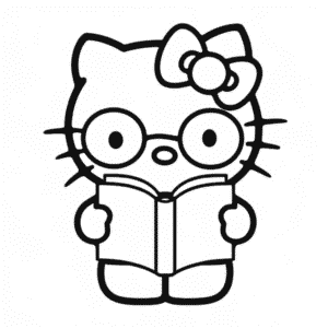 Kleurplaat Hello Kitty Nerd