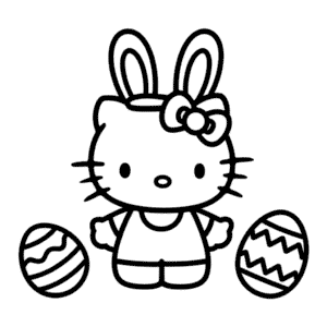 Kleurplaat Hello Kitty Pasen